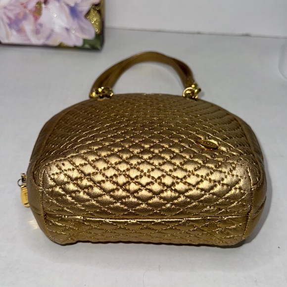 BALLY Quilted Gold Mini Handbag - Picture 8 of 14